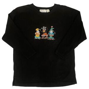 Vintage 90s Malarkey Halloween Embroidered Long Sleeve Top Black